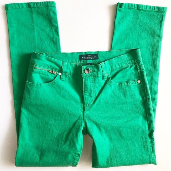 Ralph Lauren Denim Green Straight Ankle Jeans 2 - Picture 1 of 3